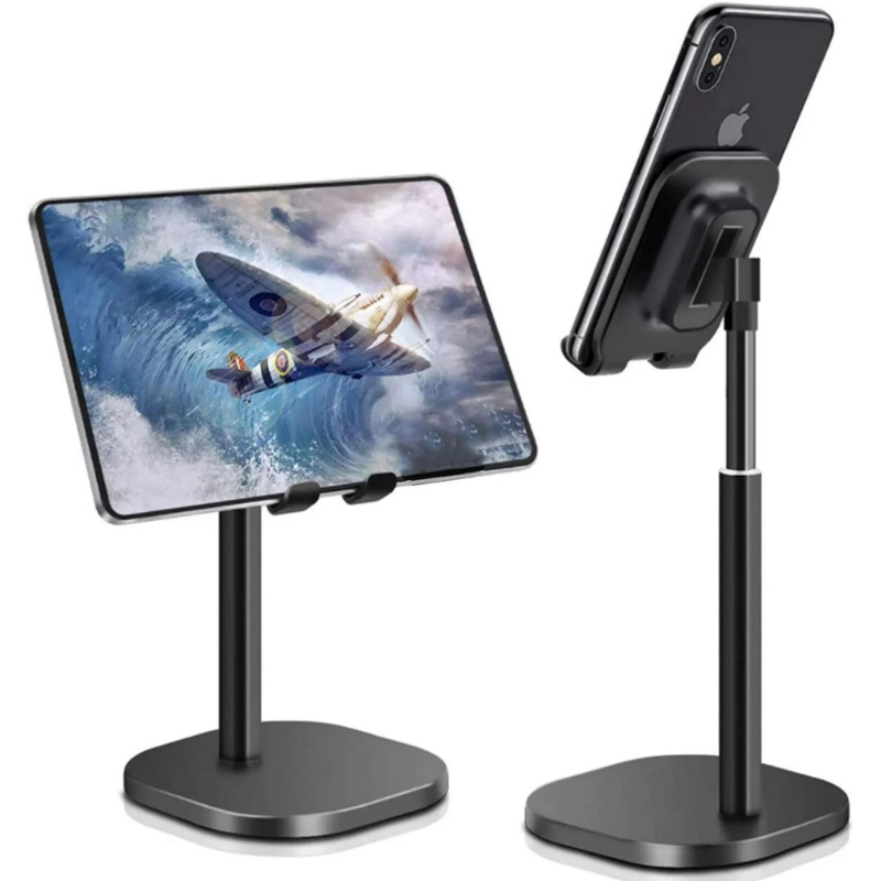 Untitled design (10) Cell Phone Stand for Desk Angle Height Adjustable Phone Holder Cell Phone Holder for Desk Cellphone Dock Compatible with All Mobile Phones (Black) - Image 1