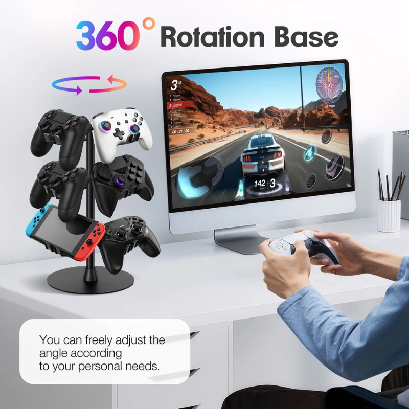 Untitled design (28) Livhil Rotatable Controller Stand, High Stability Headset and Controller Stand for Desk, Universal Game Controller Stand for All Gamepads(3 Tiers) - Image 2
