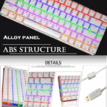 AK33 Gaming Keyboard and Mouse Combo, 82 Key Backlight Mechanical Gaming Keyboard,65G Lightweight Honeycomb Mouse with 12000DPI Programmable, Mouse Pad for PC Gamer -White/Blue Switch - Image 2